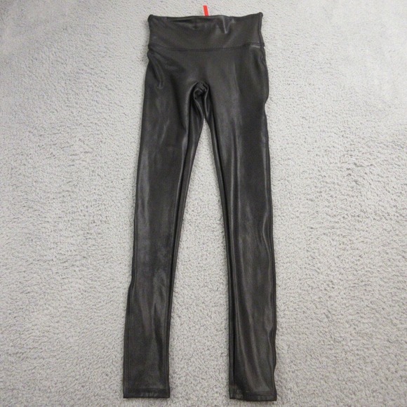 Spanx Womens Faux Leather Leggings Size S Black‎ High Waist Slimming Flattering - Picture 1 of 8
